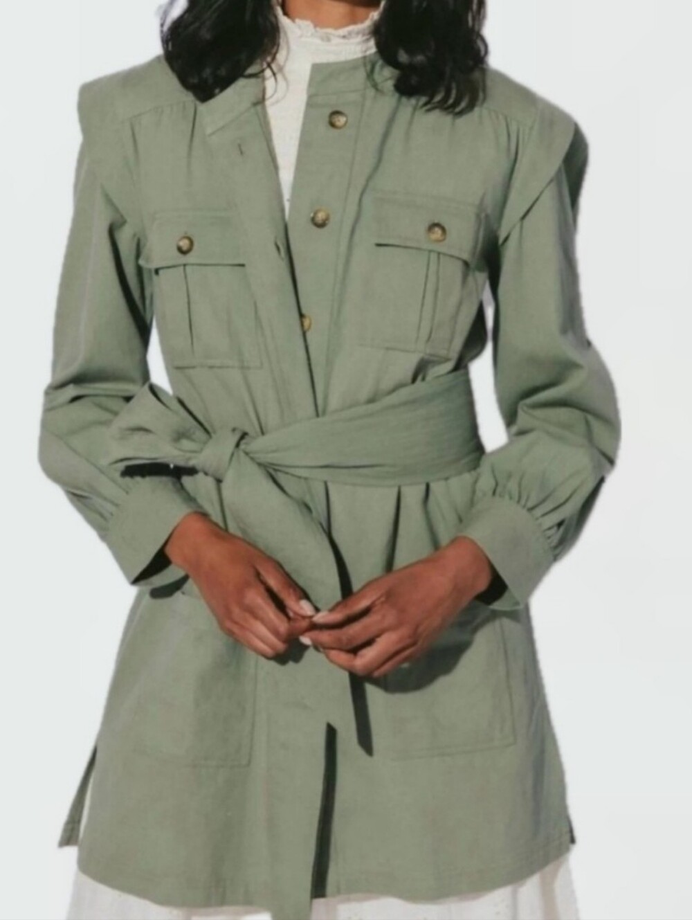 CLEOBELLA Nolan Army Olive Green Utility Tie-Waist Jacket NWT Medium